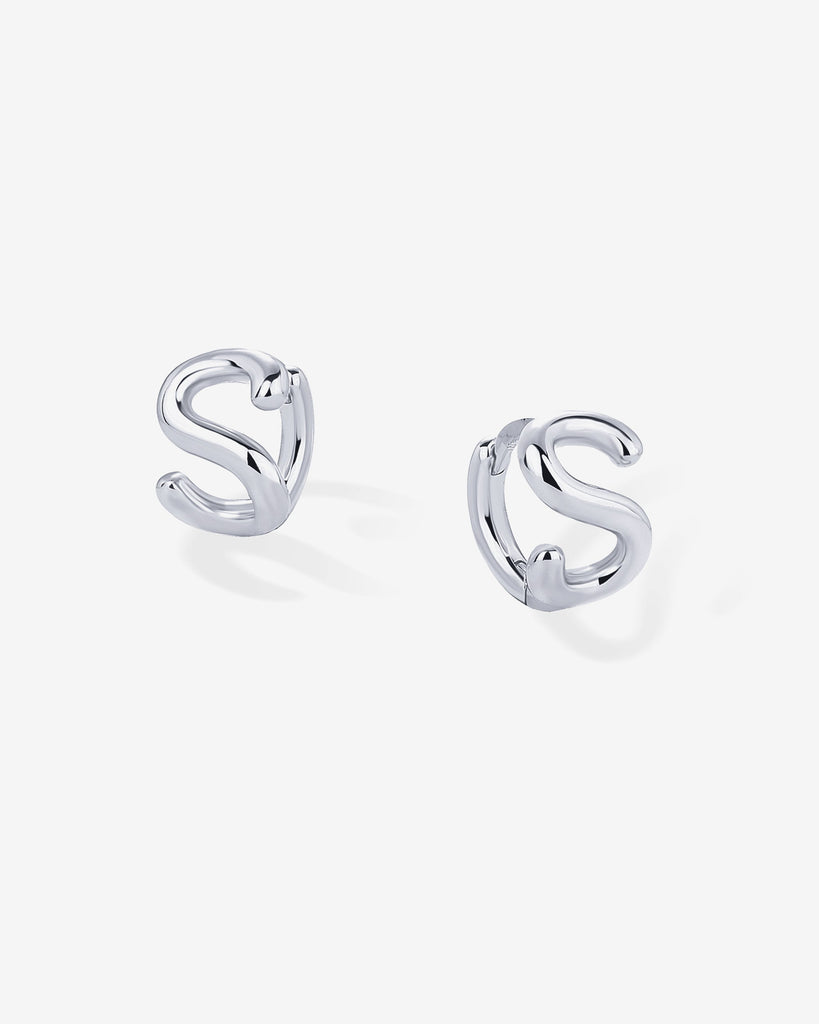 Initial Huggies #Variant_White Gold/S Huggie 