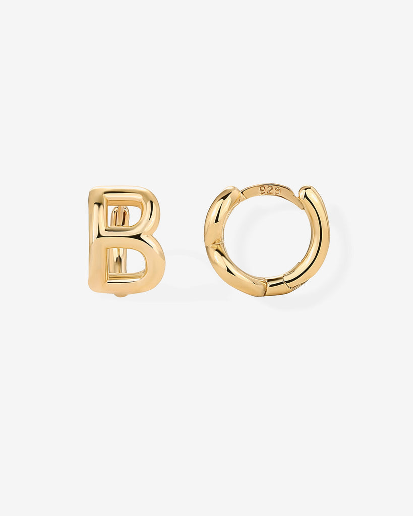 Initial Huggies #Variant_Yellow Gold/B Huggie 