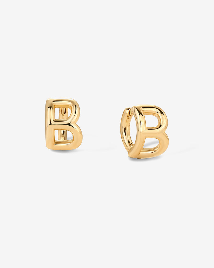 Initial Huggies #Variant_Yellow Gold/B Huggie 