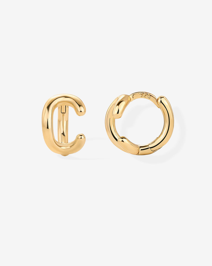 Initial Huggies #Variant_Yellow Gold/C Huggie 