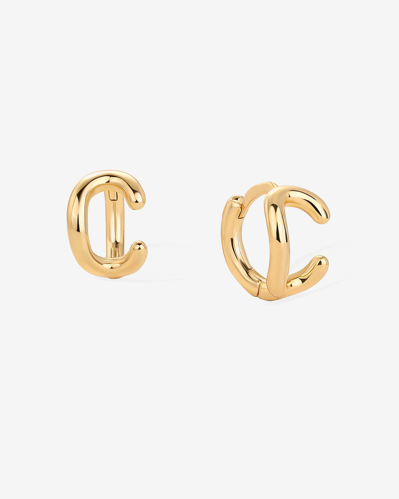 Initial Huggies #Variant_Yellow Gold/C Huggie 