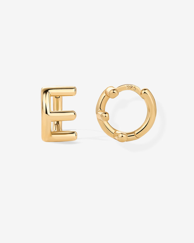 Initial Huggies #Variant_Yellow Gold/E Huggie 