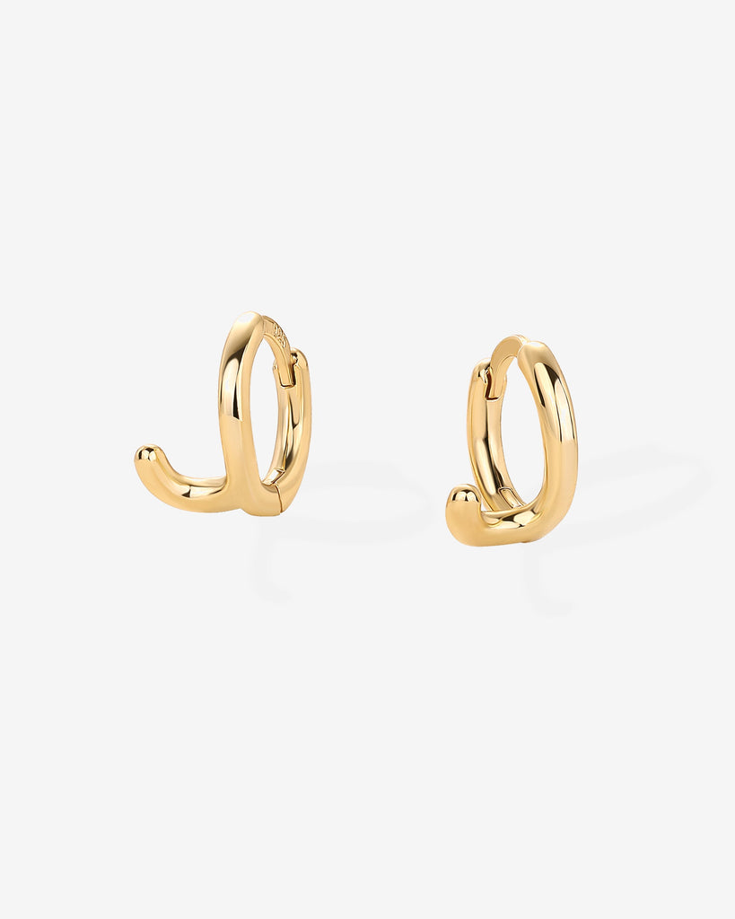 Initial Huggies #Variant_Yellow Gold/J Huggie 