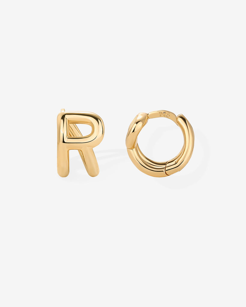 Initial Huggies #Variant_Yellow Gold/R Huggie 