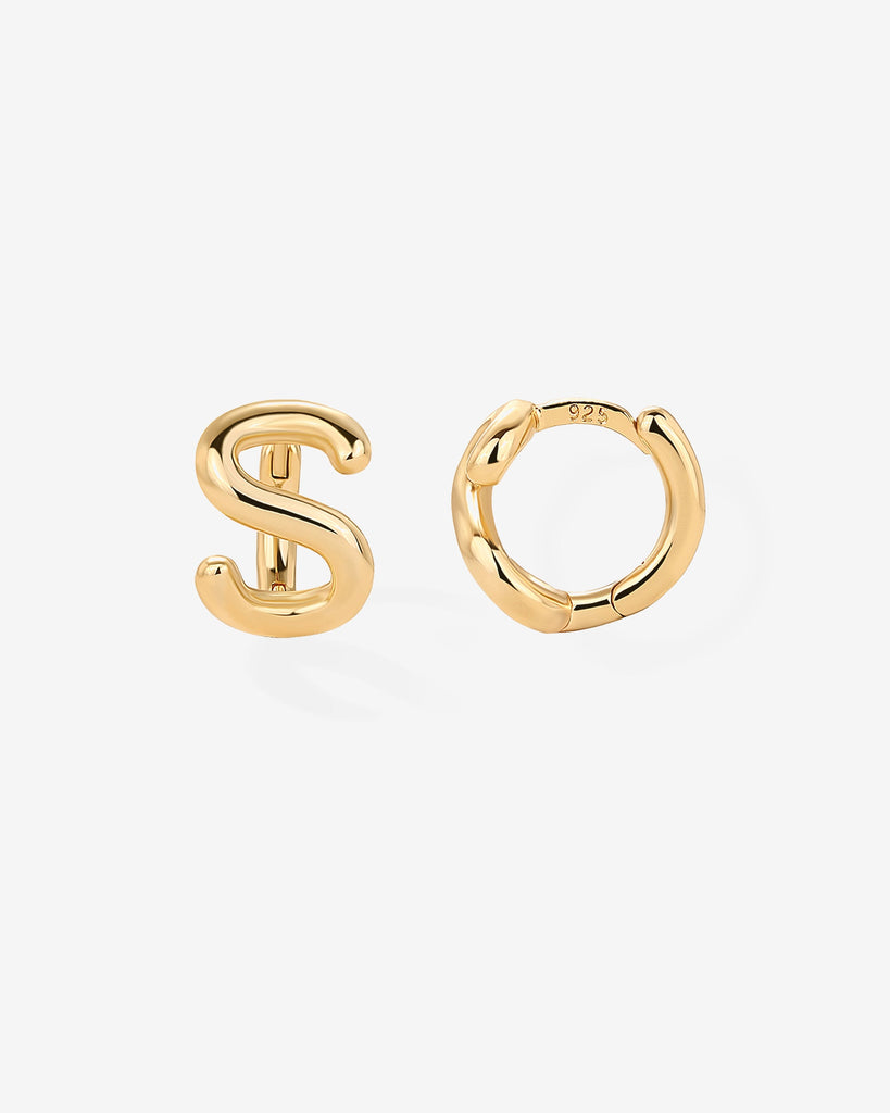 Initial Huggies #Variant_Yellow Gold/S Huggie 