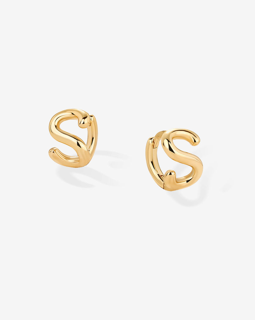 Initial Huggies #Variant_Yellow Gold/S Huggie 