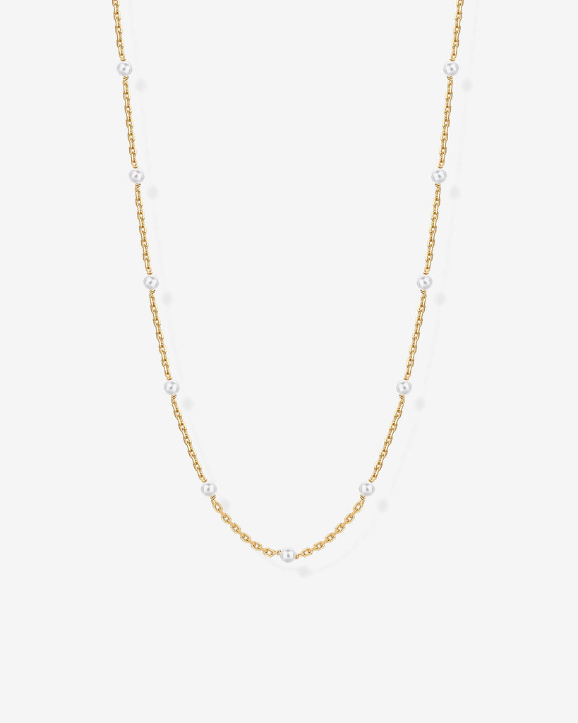 Pearl Station Chain Necklace #Variant_Yellow Gold Pearl 