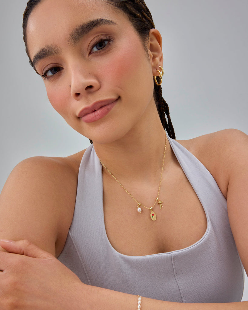 Coquette Charm Necklace #Variant_White Gold Charms 