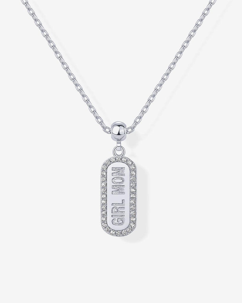 Girl Mom Dog Tag Necklace #Variant_White Gold Charms 