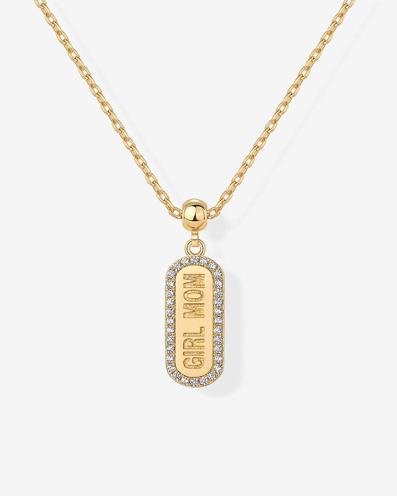Girl Mom Dog Tag Necklace #Variant_Yellow Gold Charms 