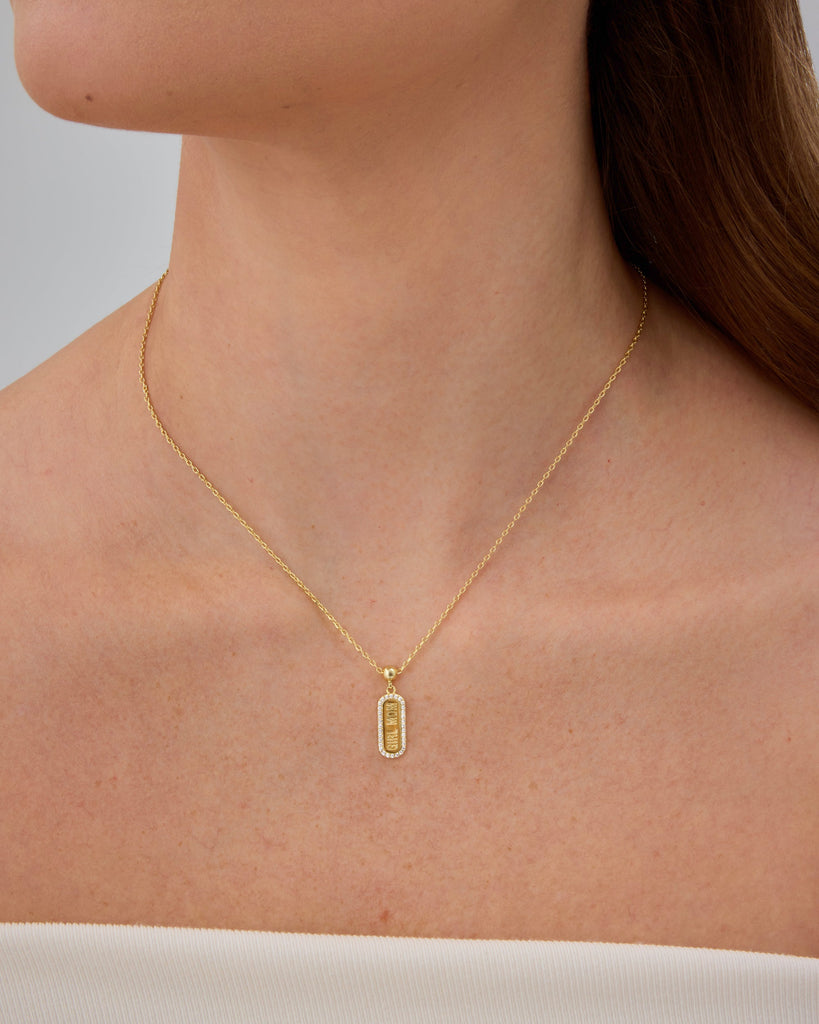 Girl Mom Dog Tag Necklace #Variant_Yellow Gold Charms 