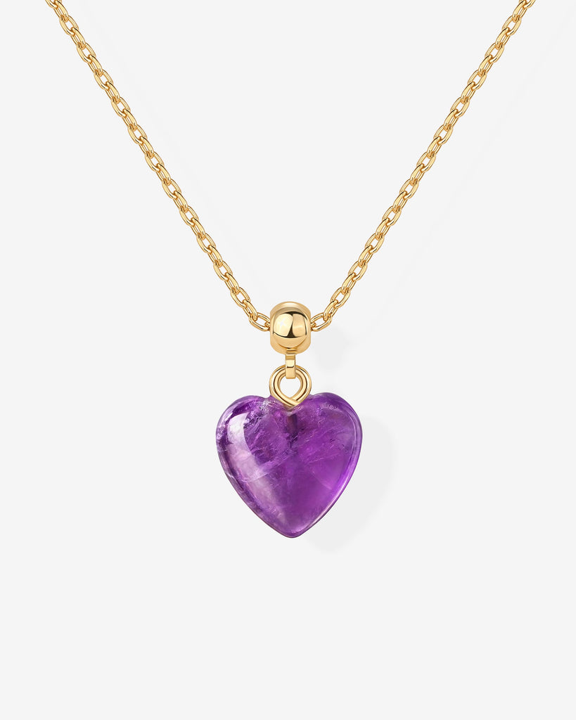 Gemstone Heart Necklace #Variant_Yellow Gold/AM Charms 