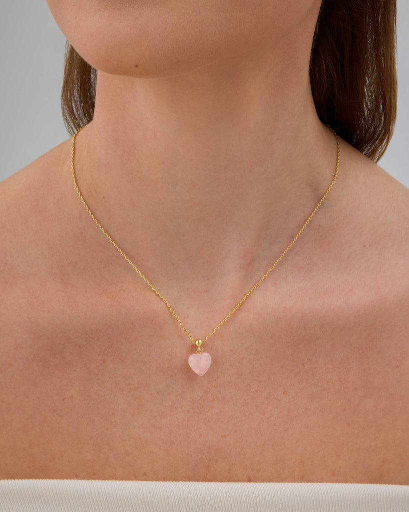 Gemstone Heart Necklace #Variant_Yellow Gold/AM Charms 