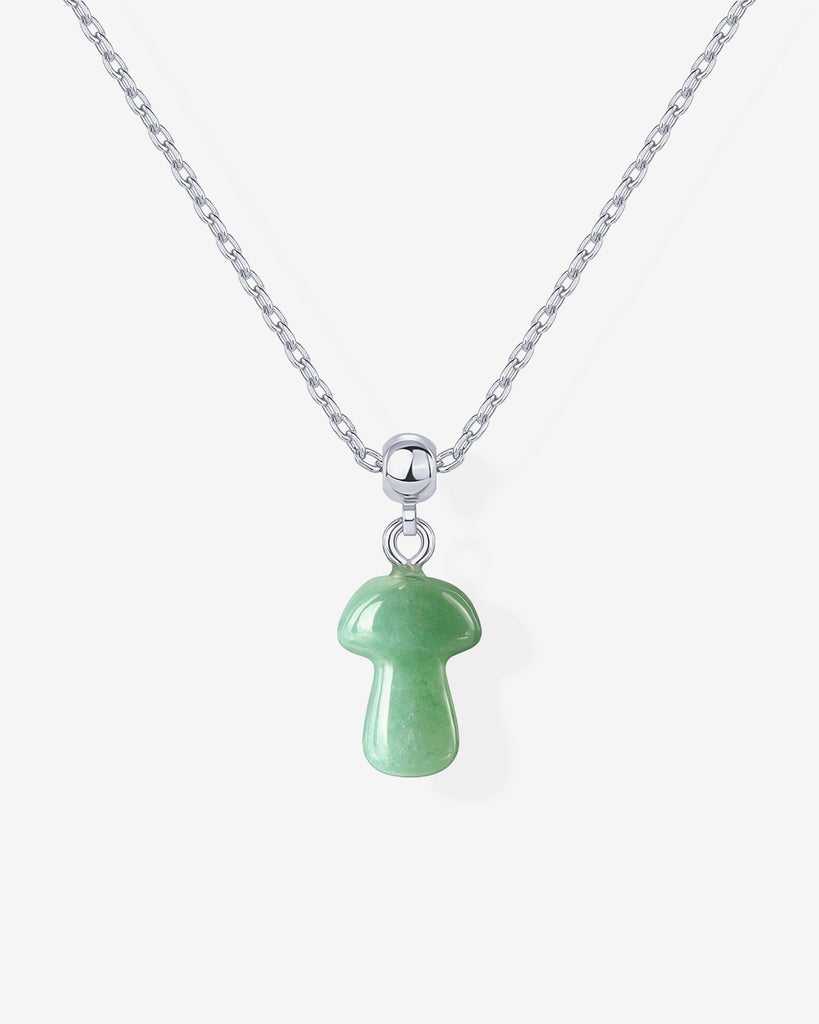 Gemstone Shroom Necklace #Variant_White Gold/AVN Charms 