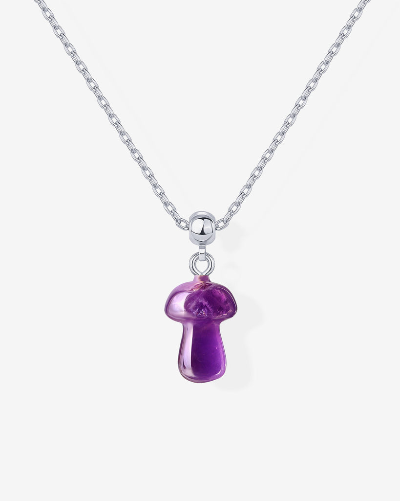 Gemstone Shroom Necklace #Variant_White Gold/AM Charms 