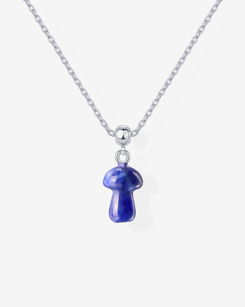 Gemstone Shroom Necklace #Variant_White Gold/SOD Charms 