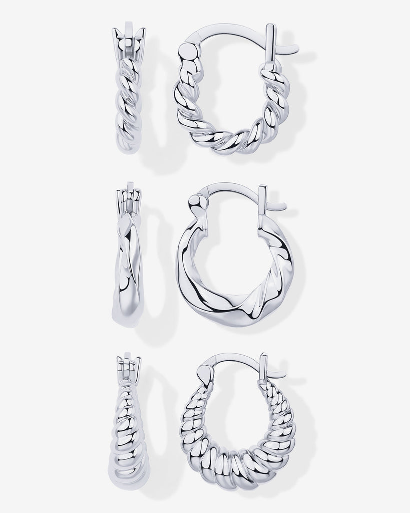 Twisted Earring Pack #Variant_White Gold  