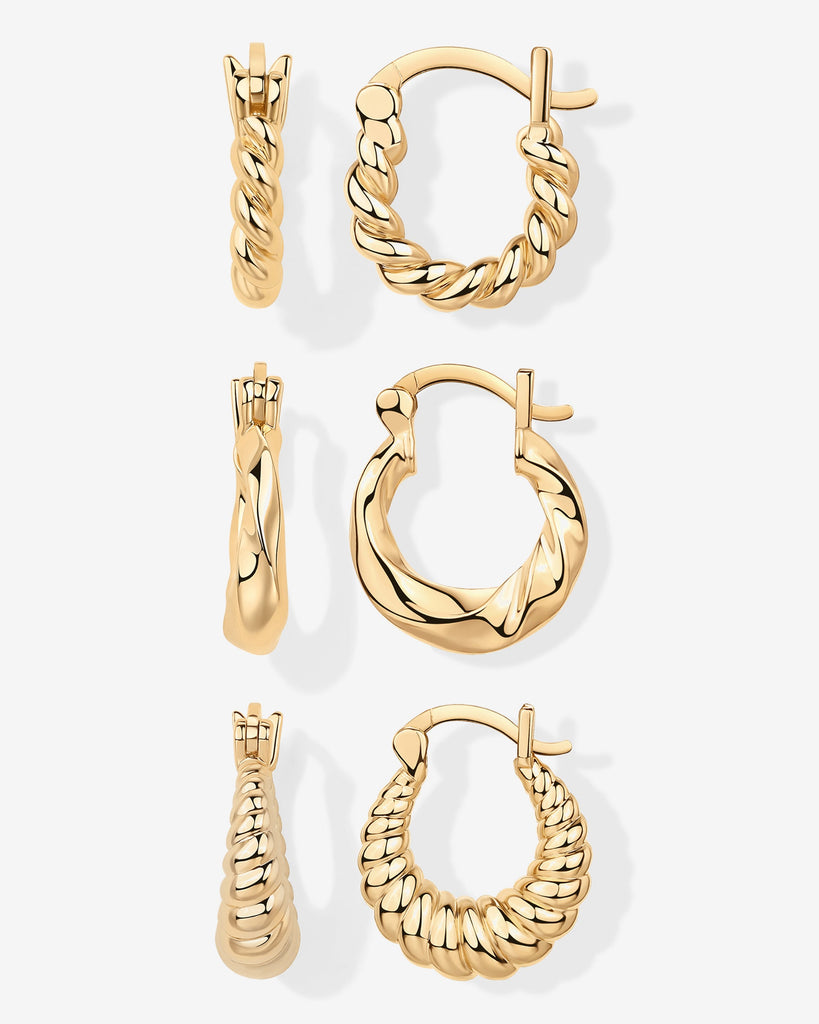 Twisted Earring Pack #Variant_Yellow Gold  