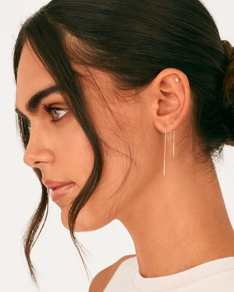 Celestial Chains Threader Earrings #Variant_Yellow Gold Earring 