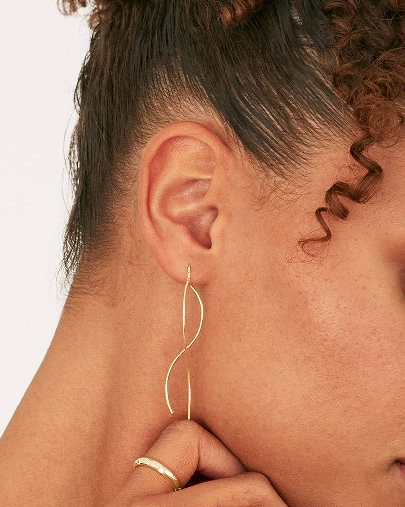 Twist Wavy Threader #Variant_Yellow Gold Earrings 