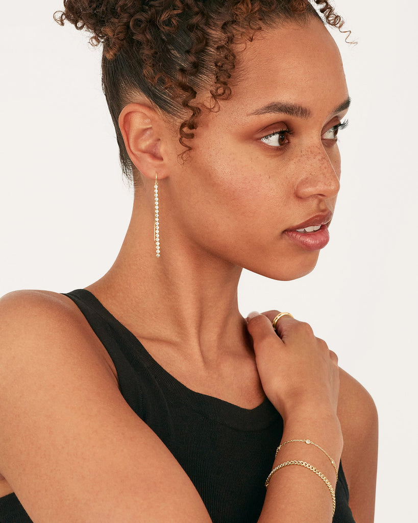 Cubic Zirconia Threader Earrings #Variant_Yellow Gold Earrings 