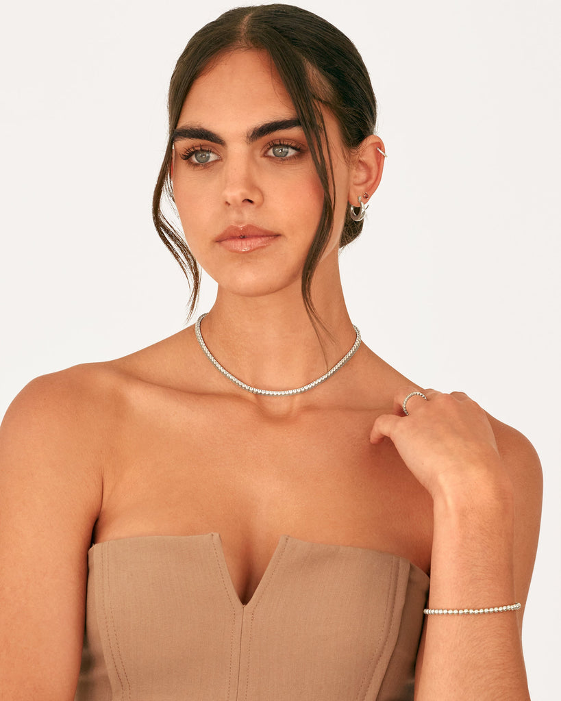 Tennis Necklace #Variant_White Gold Necklace 