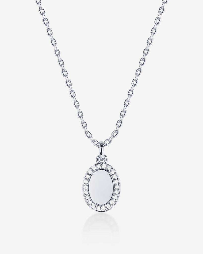 Oval Cubic Zirconia Pendant Necklace #Variant_White Gold  Necklace 