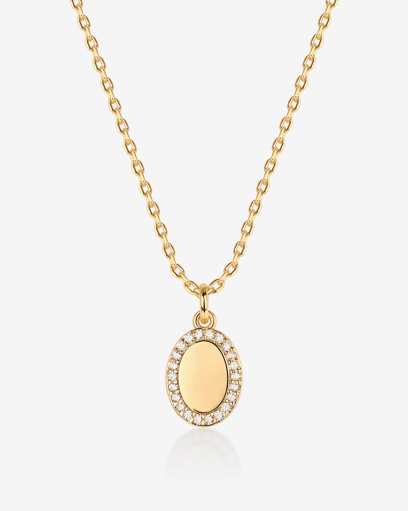 Oval Cubic Zirconia Pendant Necklace #Variant_Yellow Gold  Necklace 