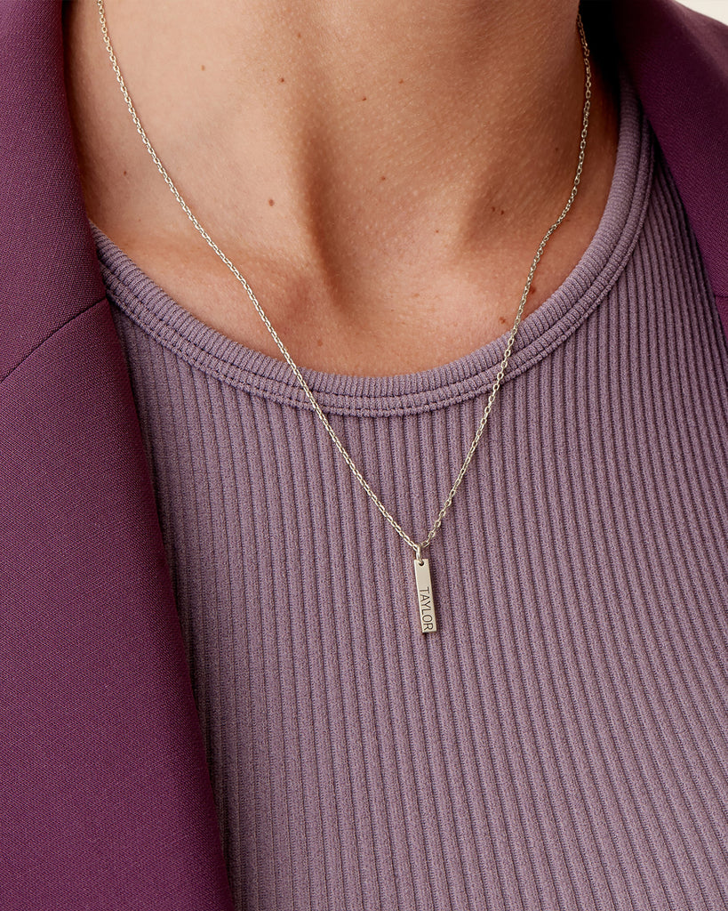 Bar Pendant #Variant_White Gold / Single Necklace 