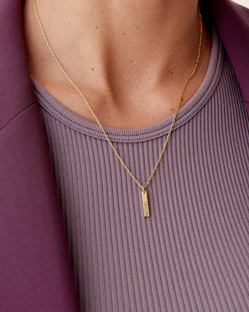 Bar Pendant #Variant_Yellow Gold / Single Necklace 
