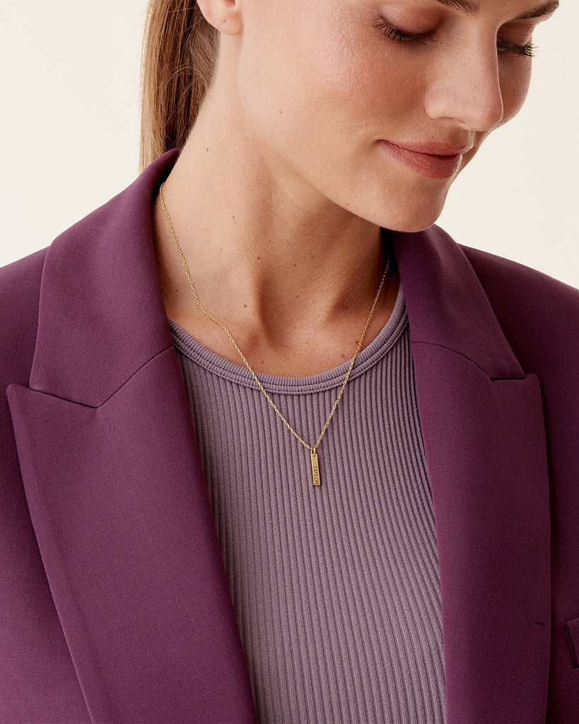 Bar Pendant #Variant_Yellow Gold / Single Necklace 