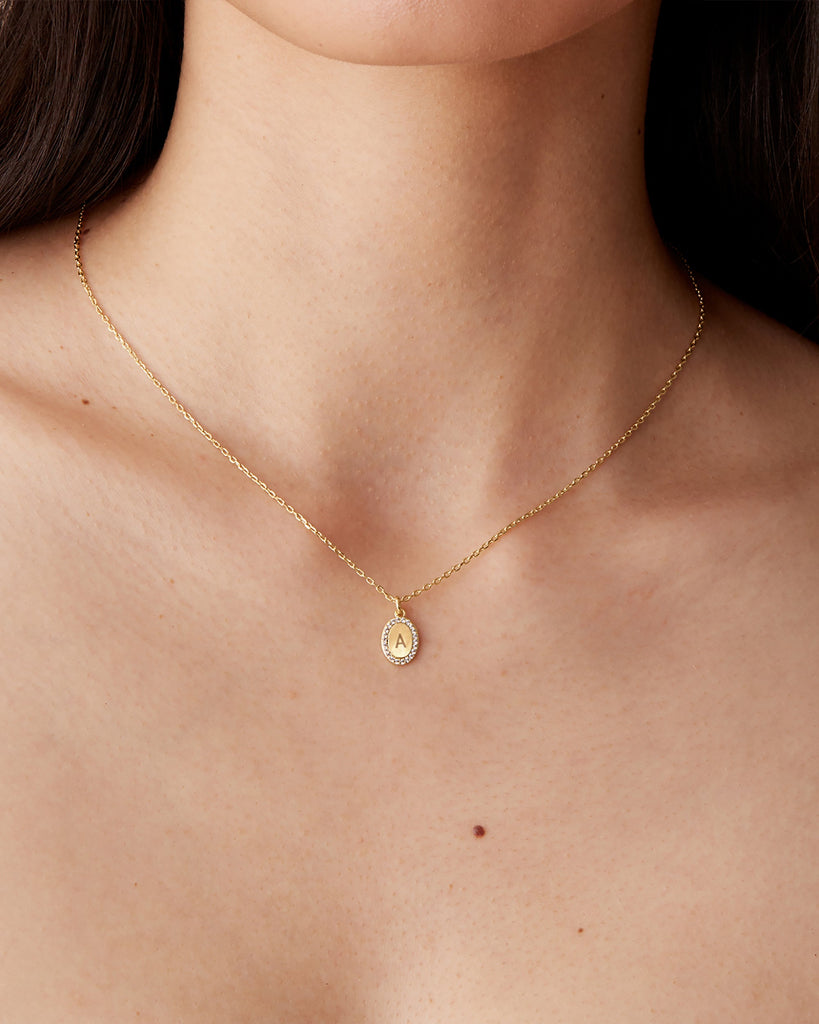 Oval Cubic Zirconia Pendant Necklace #Variant_Yellow Gold  Necklace 