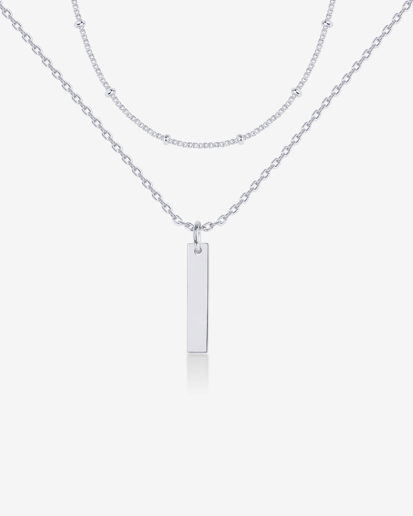 Bar Pendant #Variant_White Gold / Layered Necklace 