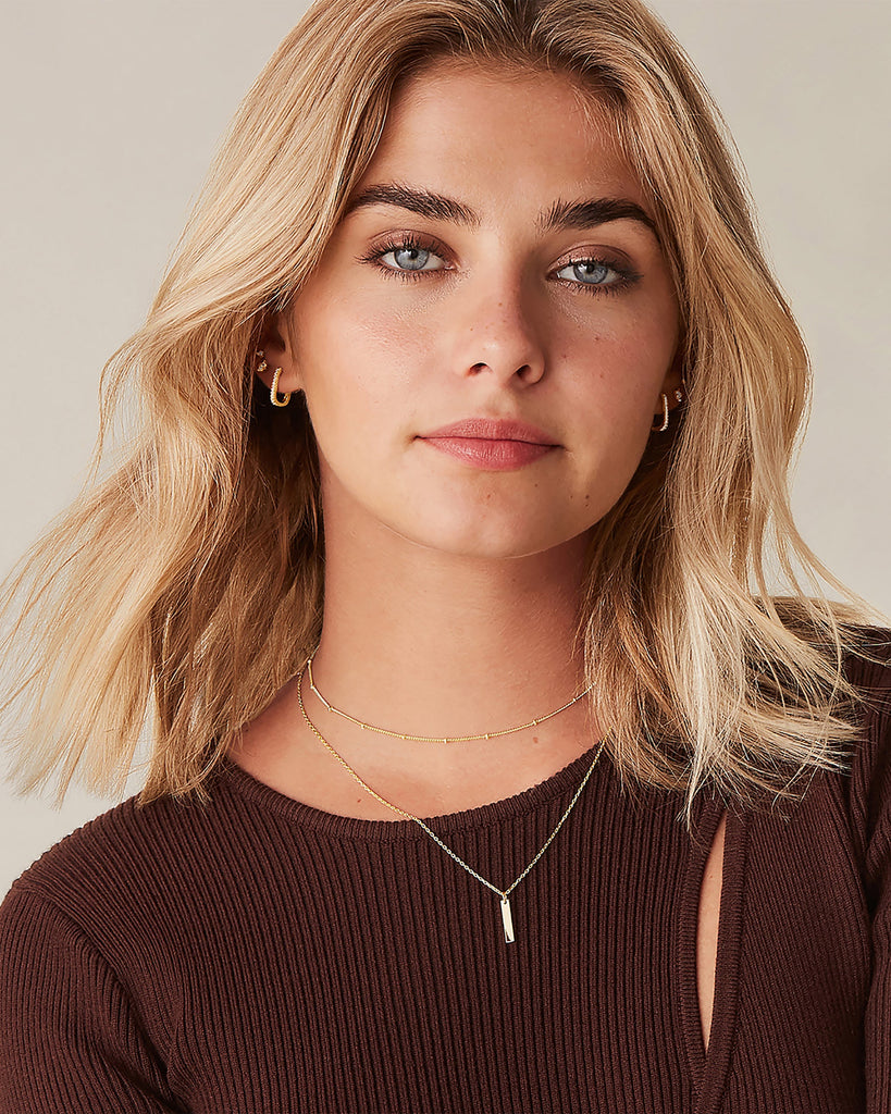 Bar Pendant #Variant_Yellow Gold / Layered Necklace 