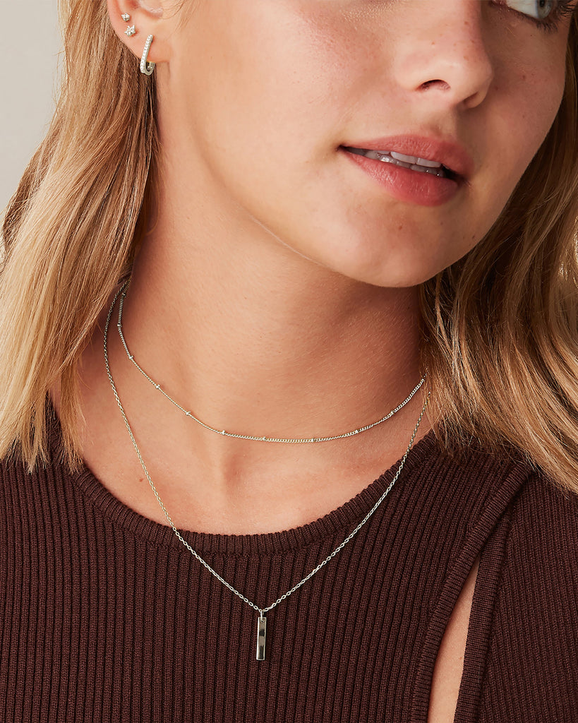 Bar Pendant #Variant_White Gold / Layered Necklace 