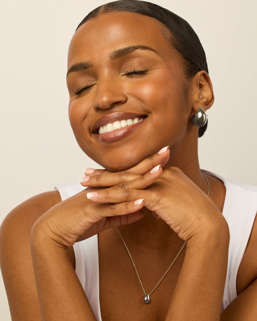 Chunky Dome Hoop Earrings #Variant_White Gold   