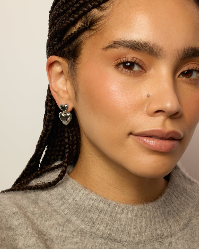 Teardrop Love Earrings #Variant_White Gold  