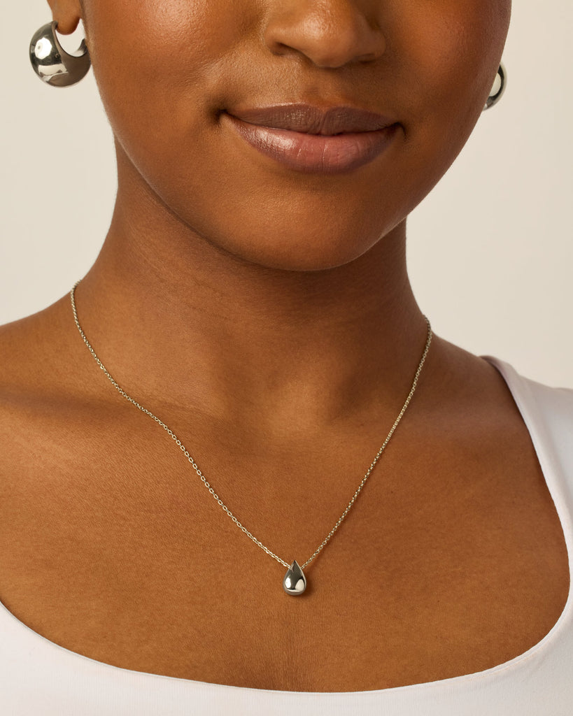 Tear Pendant Necklace #Variant_White Gold  