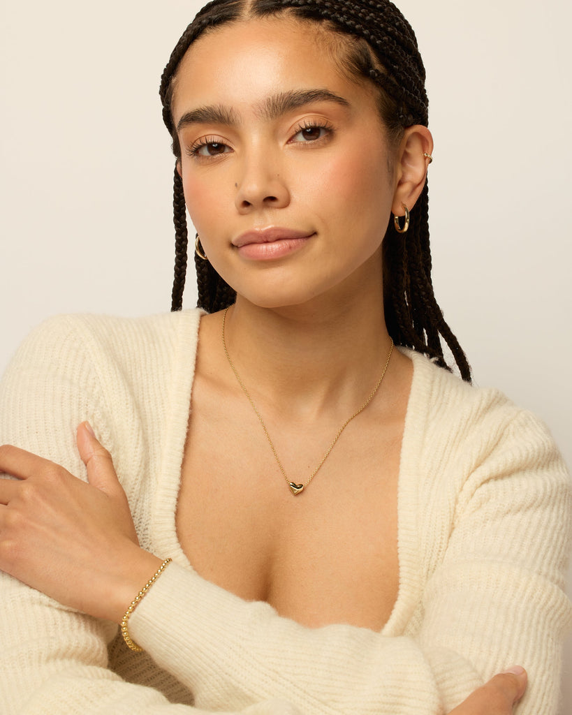 Tiny Heart Charm Necklace #Variant_Yellow Gold  