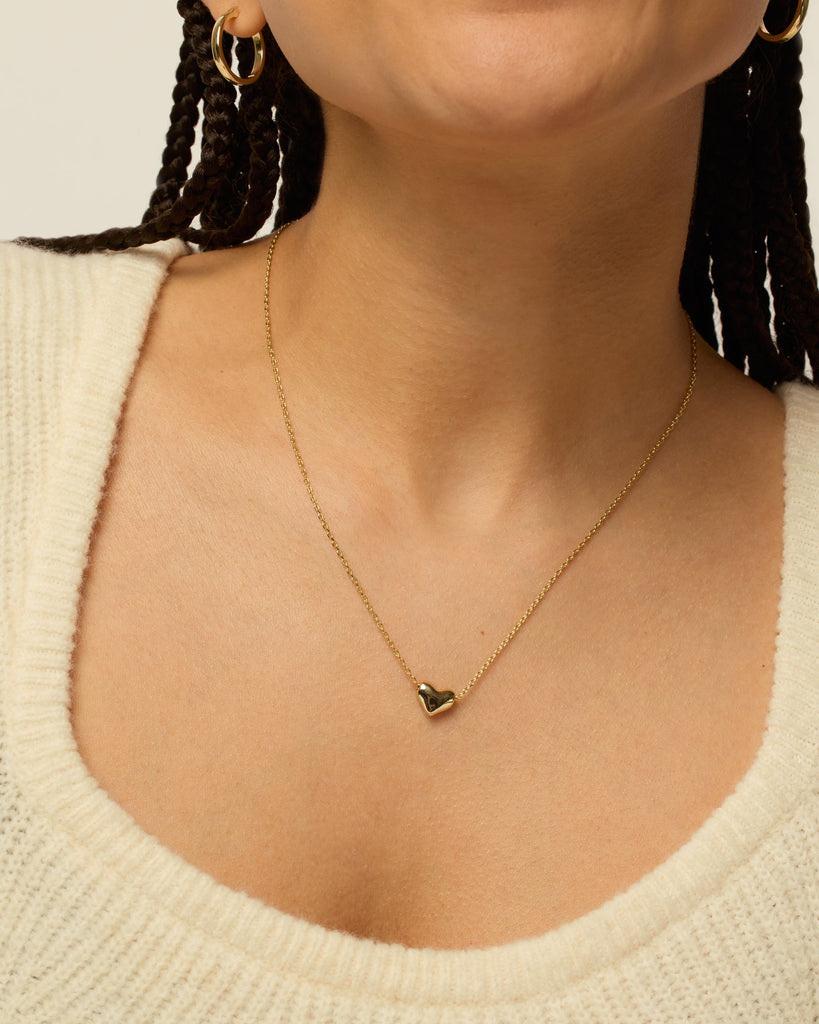 Tiny Heart Charm Necklace #Variant_Yellow Gold  