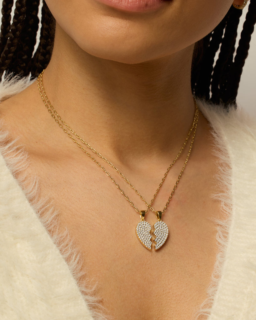 Heart Pendant Necklace Set #Variant_Yellow Gold  