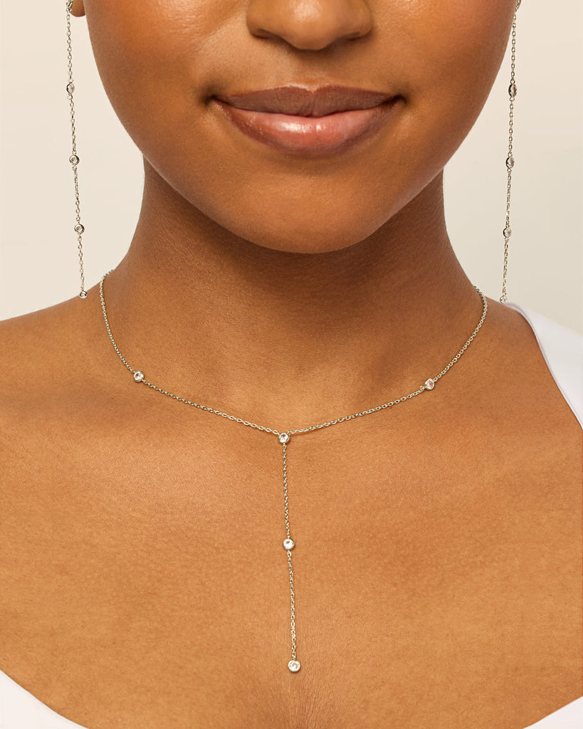 Lariat Station Necklace #Variant_White Gold  