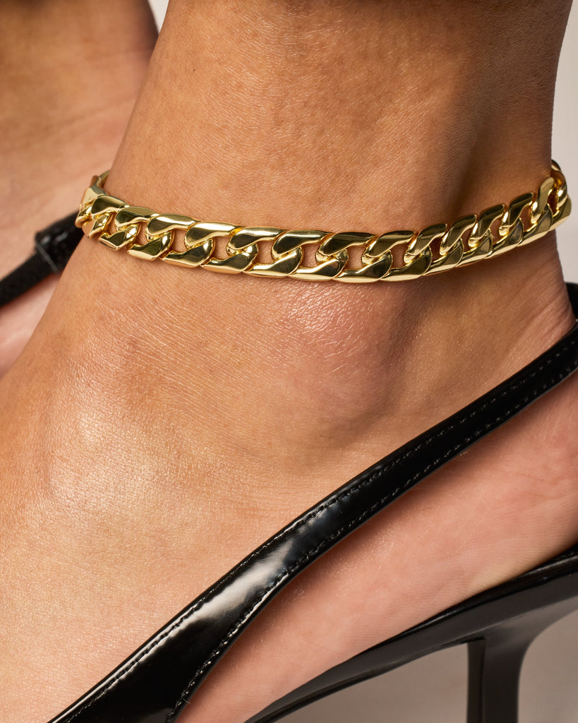 Classic Curb Chain Anklet #Variant_White Gold  