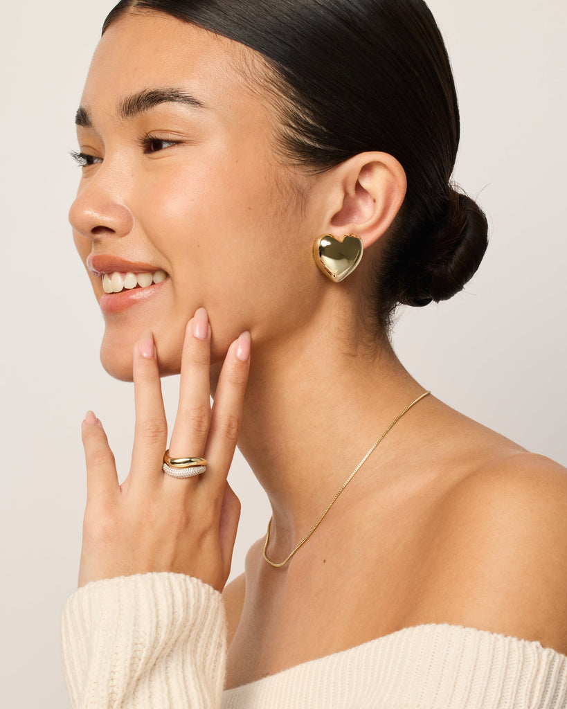 Oversized Heart Stud #Variant_White Gold  