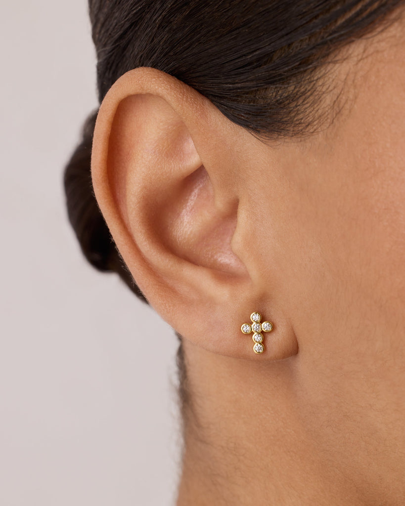 Cross Necklace and Earring Set #Variant_Yellow Gold  