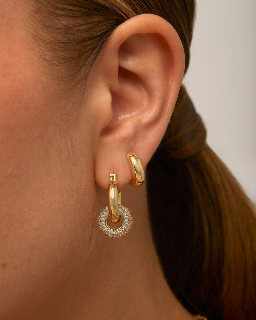 Chunky Halo Convertible Hoops #Variant_Yellow Gold Earrings 
