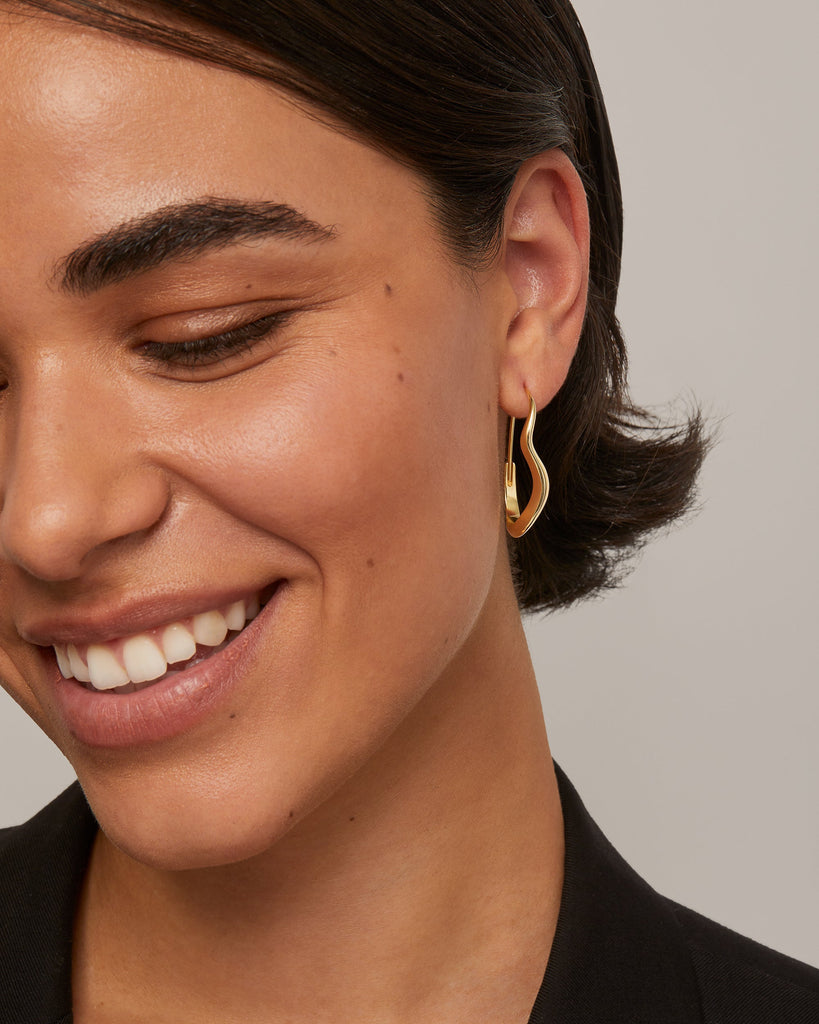 Crete Wavy Hoops #Variant_Yellow Gold Earring 