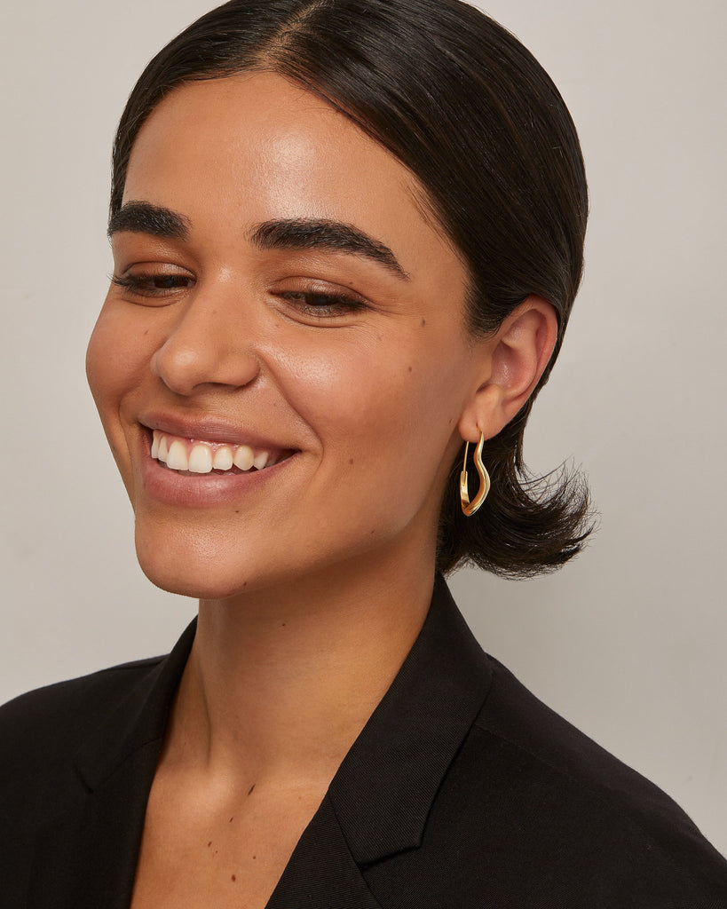 Crete Wavy Hoops #Variant_Yellow Gold Earring 