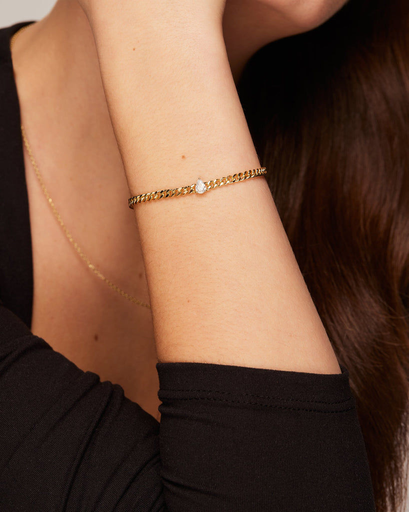 Solitaire Chain Bracelet #Variant_White Gold  
