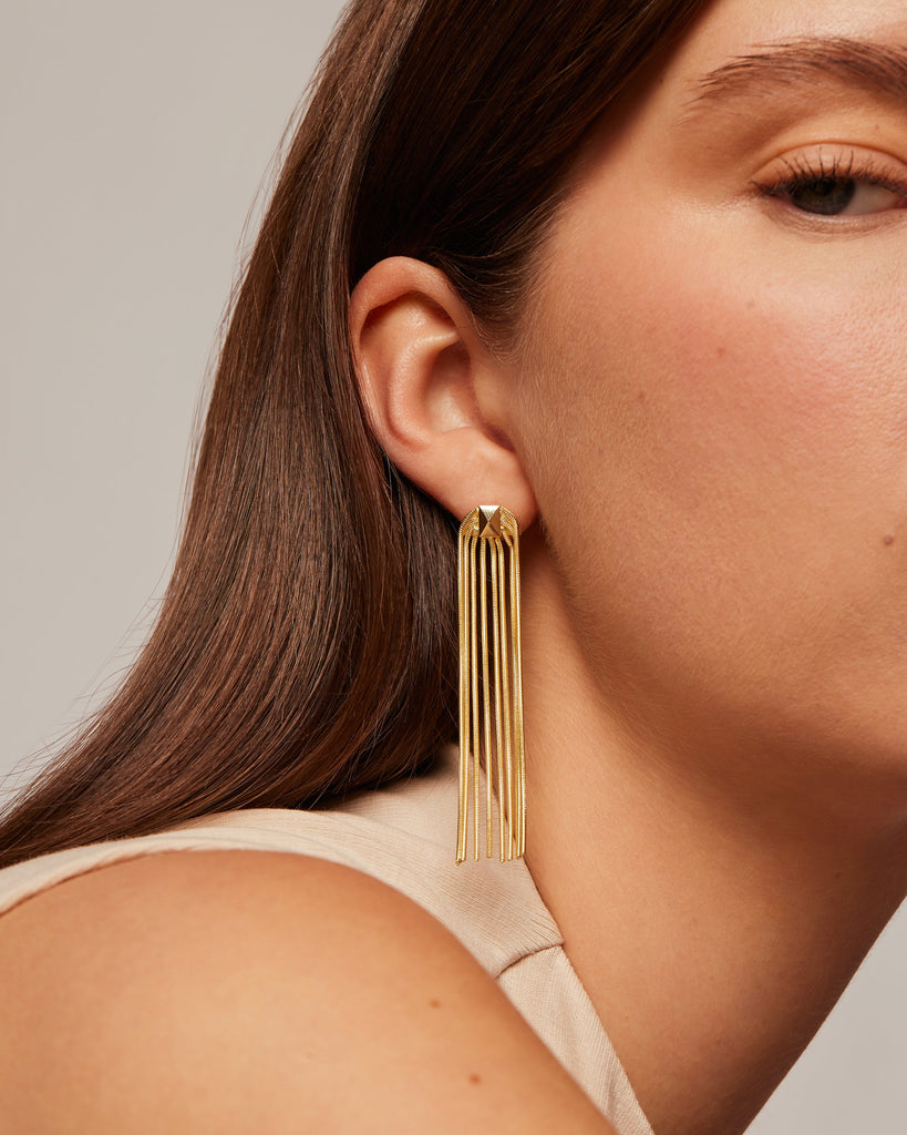Arch Tassel Earrings #Variant_White Gold  